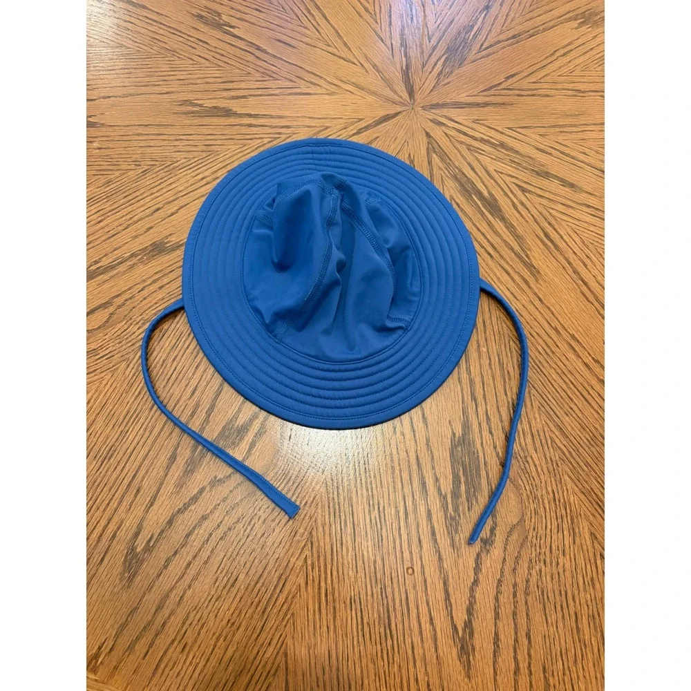 Hanna Andersson‎ Kids Blue Swim Sun Hat Wide Brim Chin Ties Size S